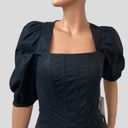 Jason Wu NWT  Women’s L Black Corset Top Square Neck Puff Sleeve Boning Photo 1