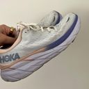 Hoka Clifton 8 Peach And Purple Tennis Shoes Photo 2