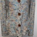 BCBGMAXAZRIA  women's Marled Knit cardigan sweater ruffle trim multi V Neck Large Photo 2