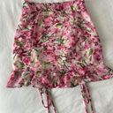 SheIn Pink Floral Print Ruched Skirt Photo 3