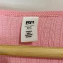 BP . Women’s Scoop Neck Waffle Knit Cropped Henley Long Sleeve Pink Candy NWT Photo 3