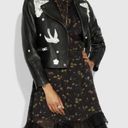 Coach  Lace Embroidered Leather Jacket Photo 7