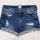 Sneak Peak SNEAK PEEK Women’s Mid-Rise Distressed Cuffed Blue Denim Shortie Shorts Small Photo 0