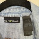 DKNY  Jeans Distressed Light Wash Denim Blue Blazer Jacket ~ Size XS Photo 3