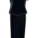 Dress Barn  Long Black Velvet Party Formal Cocktail Dress Beaded Fringe Stretch 14 Photo 0