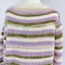 VERO MODA New  Grace Stripe Sweater Fuzzy Crewneck Pullover Birch Purple Photo 11