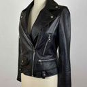 Saks 5th Avenue Custom Made Lamb Leather Moto Jacket Size Small Photo 2