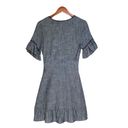 Moon River Heather Gray Blanket Stitch Linen Blend Ruffle Wrap Mini Dress Photo 5