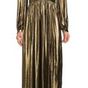 Gianni Bini - Zella Gold Plunging V-Neck Long Sleeve V-Back Front Slit Column Gown Photo 2