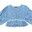 ZARA  Openwork Floral Embroidered Eyelet Blouse‎ Size M Photo 0