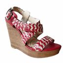 Frye  Corrina Whipstich Platform Wedges Leather Peep Toe Braided Sandals 5.5 GUC Photo 4