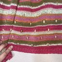 Talbots  PINK STRIPED CARDIGAN WOOD BEADED Knit Boho Coastal Grandma Small Button Photo 2