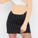 Forever 21 Women Black Lined Pinstripe Mini Skirt Zipper Back Size 28 Photo 0