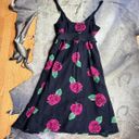 Betsey Johnson  Black And Pink Floral Rose Print Slip Dress Photo 4