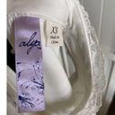 Alya Francesca's  Womens Dress Sz XS White Eyelash Lace Fit and Flare High Neck Photo 4