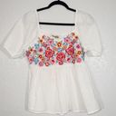 Savanna Jane New  White Floral Embroidered Peplum Top Size Small Photo 1