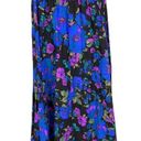 American Vintage VTG 90s Midi Skirt Womens S A-Line Dark Floral Print Black Blue Elastic Waist Photo 0