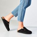 Birkenstock ✨  Black Boston Soft Footbed Suede Slip On Loafers Photo 1