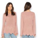 Michael Stars  Gray Cashmere Wool Blend Crewneck Scalloped Hem Sweater Sz XS Photo 2