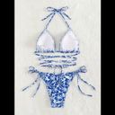 Boutique Blue & White, Tropical, Strapped, Bikini Set Photo 6