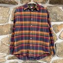 Tommy Hilfiger Vintage Orange/Blue Plaid  Flannel w/ Embroidered Crest Photo 0