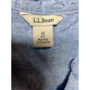 L.L.Bean  100% Linen Top MEDIUM Chambray Blue V-Neck Woven Popover Minimalist Photo 4