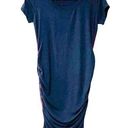 Sundry  Crew Neck Short Sleeve Bodycon Midi Navy Side Stripe Dress Sz S Photo 0