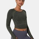 Halara  NEW Seamless Flow Cropped Sports Yoga Top ~ Midnight Green ~ NWT Size M Photo 4