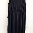 Eileen Fisher  Dress Black Roundneck Drawstring Waist Jersey Dress Sz L NWT Photo 3