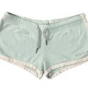 Bebe Vintage Y2K  Low Rise Shorty Shorts Baby Blue Small Rhinestone Logo USA Photo 1