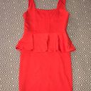 Alice + Olivia  Georgina Peplum Mini Dress Employed Red Bodycon Flare Ruffle Zip Photo 2