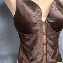 Second Skin Vintage Curvation Bustier Longline Bra 38D  Satin Brown Floral Y2K Photo 1