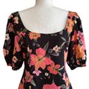 Olivaceous Oliveceous Mini Dress Black Orange Pink Floral Linen Blend Puff Sleeve Medium Photo 2