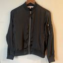 Hot Kiss  Women’s Black Silky Full Zip Bomber Jacket Size L Photo 0