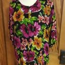 Vintage 80s bright floral oversized top Size L Photo 4