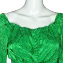 J.O.A. AFRM Women's Top Fem Green Satin Long Sleeve Crop Top Revolve Size Small Photo 5