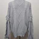 Simply Southern  Gray Cable Knit Fringe Oversized Sweater Size XL Photo 4