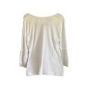 BCBGMAXAZRIA  White smocked neck 100% cotton top. Size Large. Photo 2