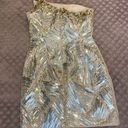 Tony Bowls Gold Beaded Party Dress Photo 1