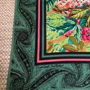 Oscar de la Renta  Vintage Square Silk Scarf Pink Floral Green Retro Designer Photo 11