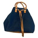 Talbots Navy Blue Wool Tote w Leather Straps Photo 0