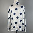 Eberjay Eberjey Women Button Up Long Sleeve Pajama Top Size XL White Blue Polka Dot Silk Photo 4