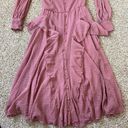 ASOS Design Long Sleeve Lace Trim Ruffle Midi Dress Deep Rose Size 6 Photo 16