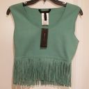 BCBGMAXAZRIA 💕💕 Aqua Fringe Crop Top Photo 5