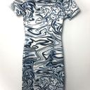 Zaful  Twirled Printed Mock Neck Bodycon Dress NWT Blue Black Photo 1