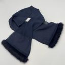 Edge Scarf Fur Trim Blue Sheer  Ends Formal Unique‎ Women's Rectangular Accessory Photo 0