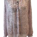 L'Agence  Semi Sheer Pink Bohemian Brown Leopard Print Blouse XS New Photo 0