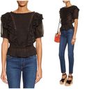 Isabel Marant 💕 ETOILE💕 Black Ruffled Nathan Blouse ~ 100% Cotton Black 34 EU Photo 8