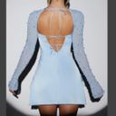 Oh Polly long Sleeve Embellished A-Line Mini Dress In Blue Photo 1