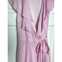 Draper James  RSVP Light Pink White Leaf Floral V-Neck Ruffle Wrap Dress Size XS Photo 2